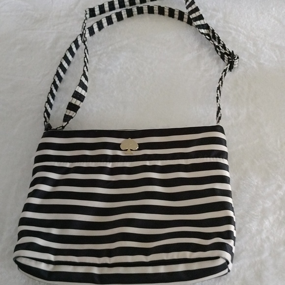 kate spade Handbags - Kate Spade Black and White Striped Cross Body Bag